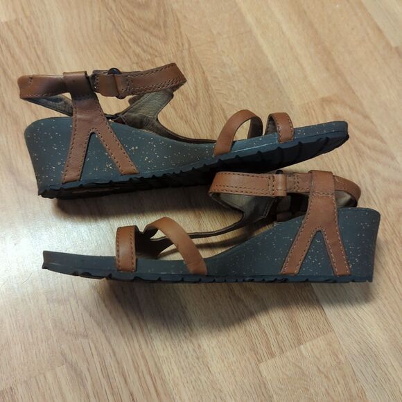 Teva Cabrillo Sandals Womens 8 Brown Leather Strappy Comfort Wedge Ankle Strap - Picture 4 of 7